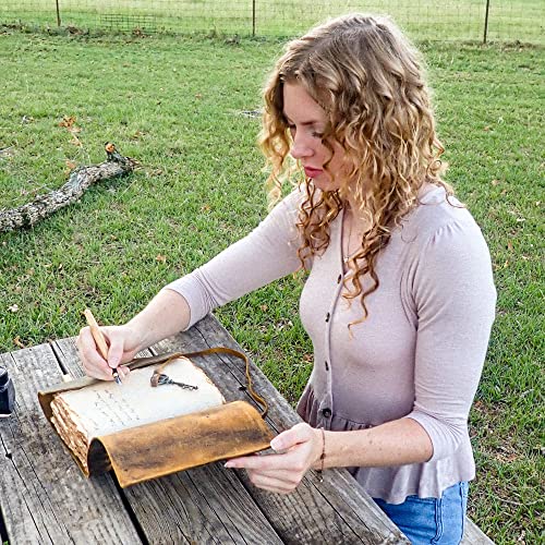 LEATHER VILLAGE Vintage Leather Journal – 200 Handmade Vintage Deckle Edge Paper – Leather bound Journal For Women Men – Vintage Key Closure - Book of Shadows - Chocolate Brown - 8X6 inches (A5)